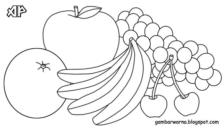 Detail Gambar Buah Hitam Putih Untuk Diwarnai Nomer 11