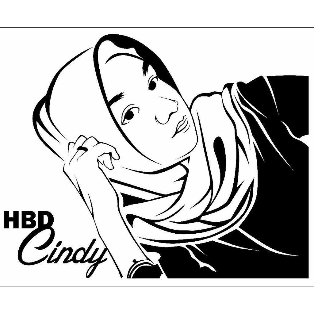 Detail Gambar Cewek Berhijab Vektor Hitam Putih Nomer 5