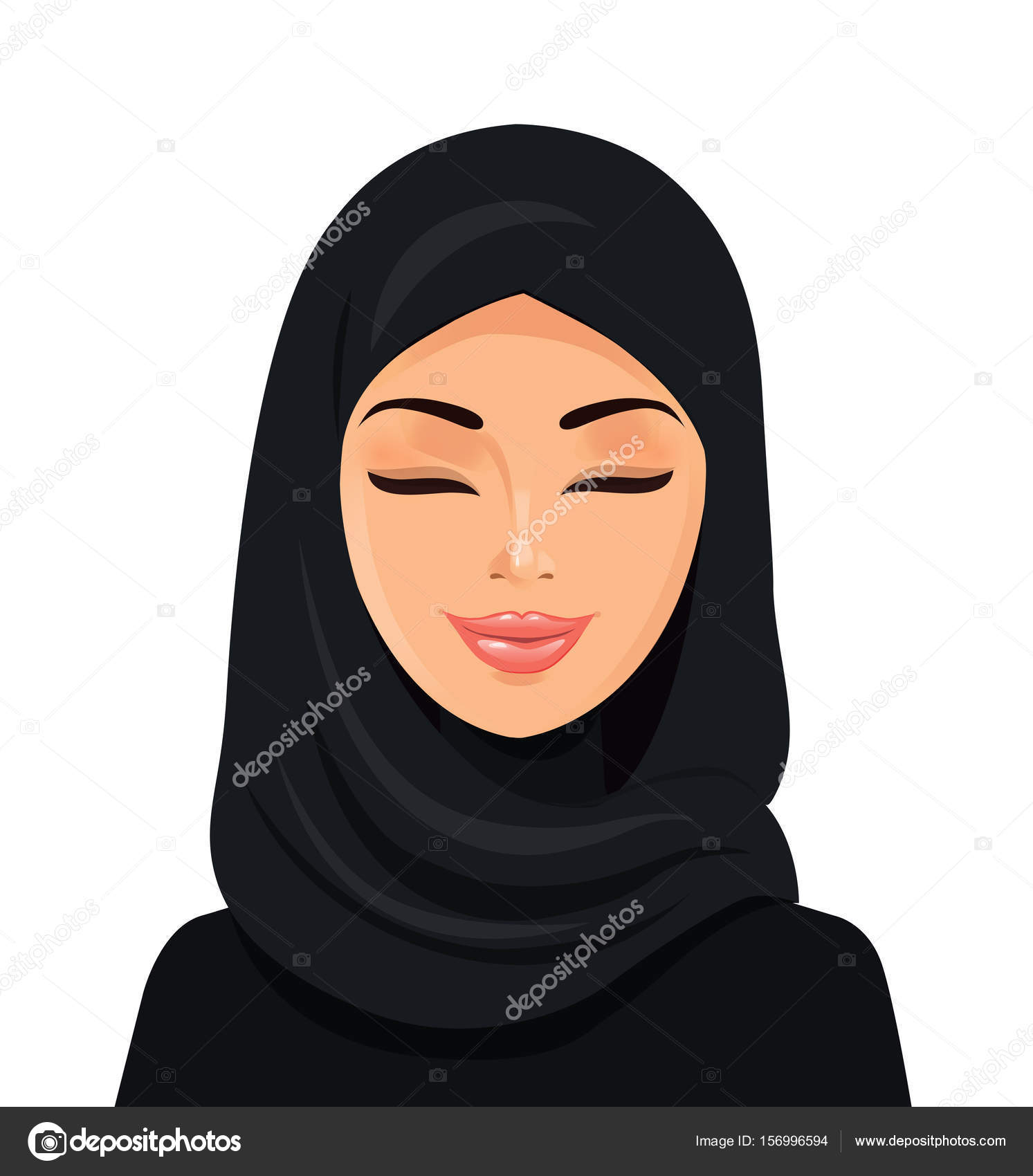 Gambar Close Up Muslimah Vektor - KibrisPDR