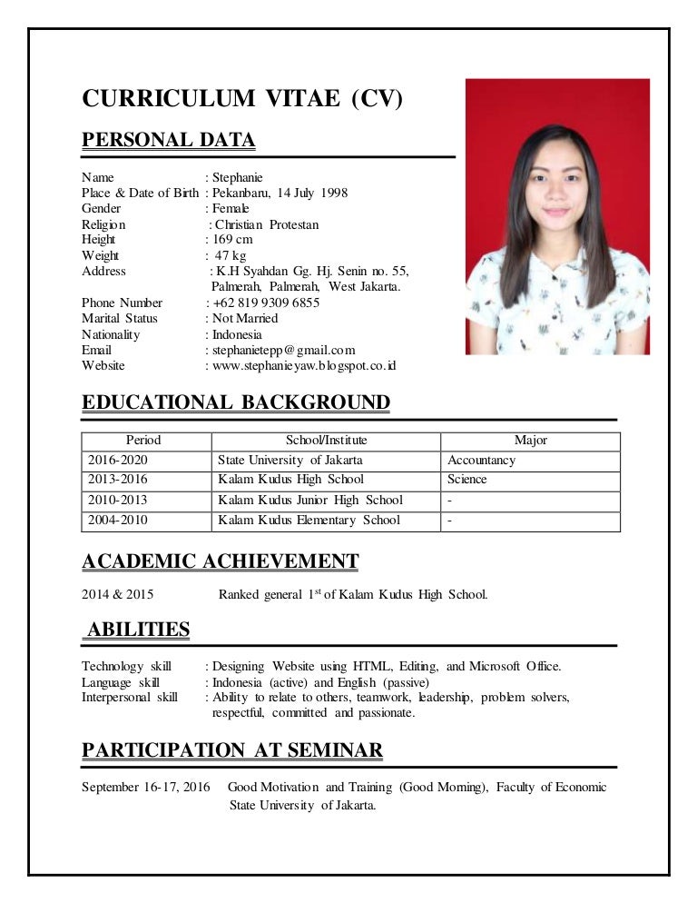 Detail Gambar Cv Bahasa Inggris Nomer 2