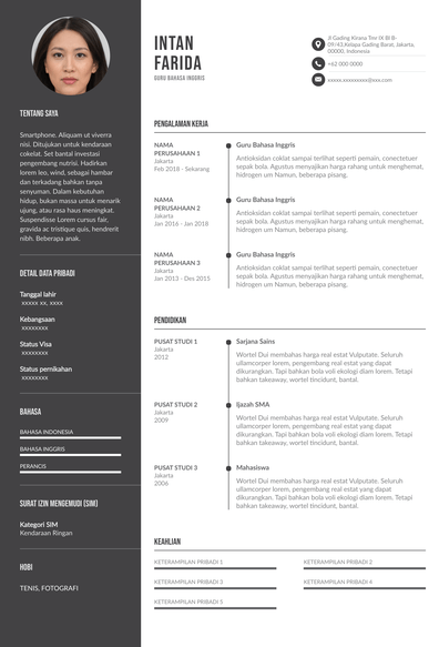 Detail Gambar Cv Bahasa Inggris Nomer 25