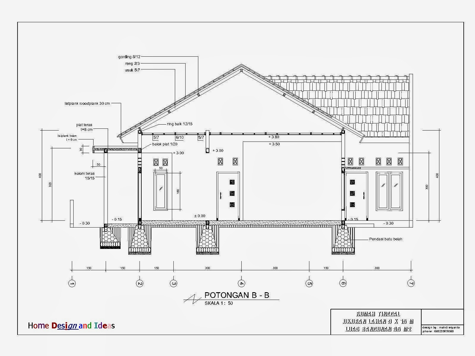 Detail Gambar Denah Rumah Beserta Tampak Depan Gambar Detail Pondasi Rumah Nomer 12