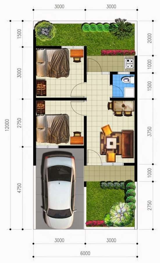 Detail Gambar Denah Rumah Minimalis 6 X Nomer 14