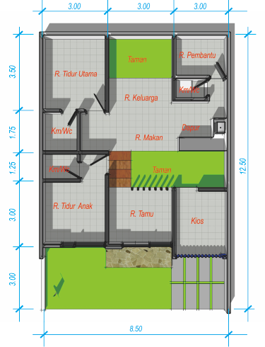 Detail Gambar Denah Rumah Sangat Sederhana Nomer 11