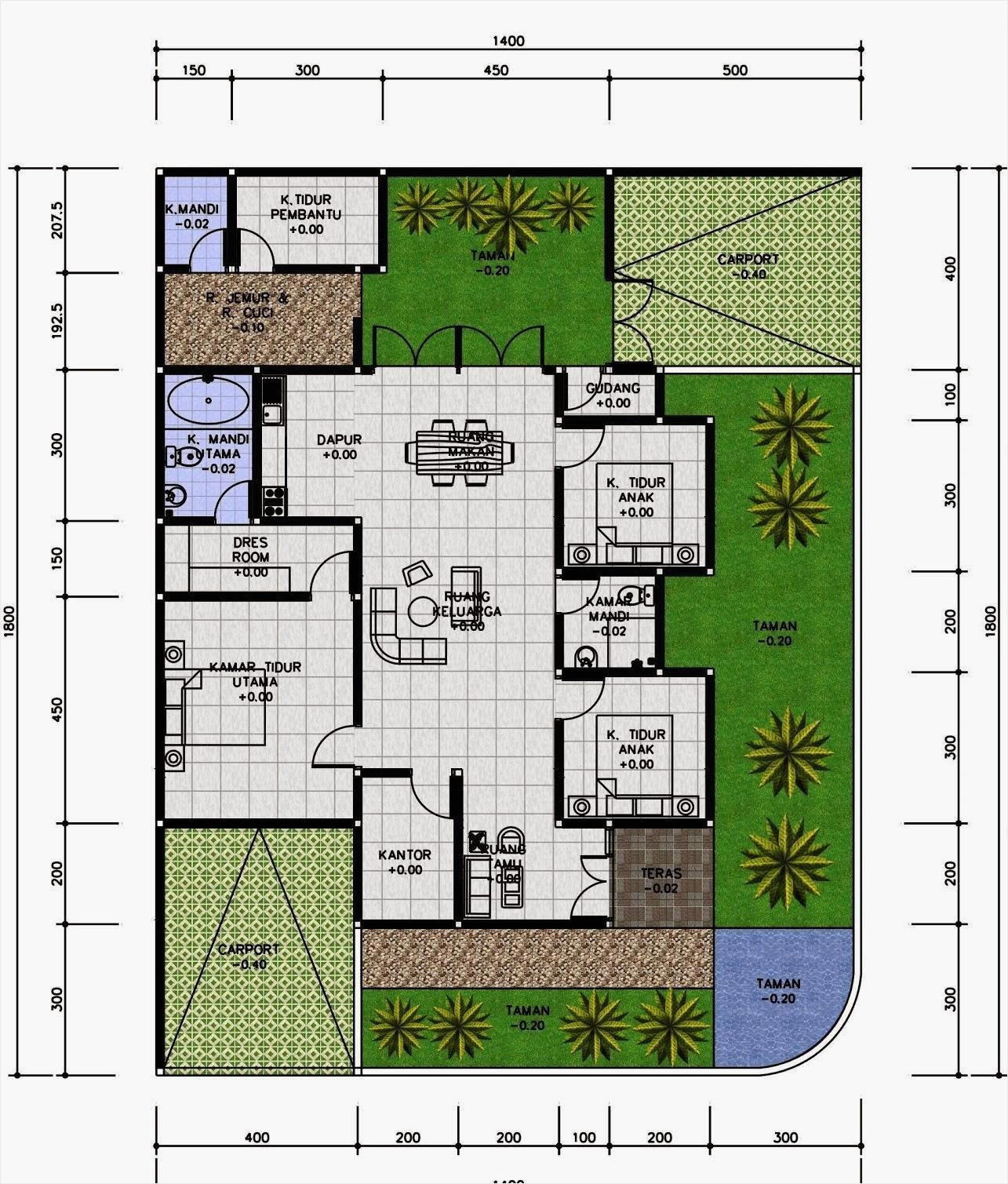 Detail Gambar Denah Rumah Type 100 Tidak Tingkat Nomer 31