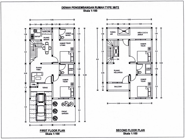 Detail Gambar Denah Rumah Type 100 Tidak Tingkat Nomer 50