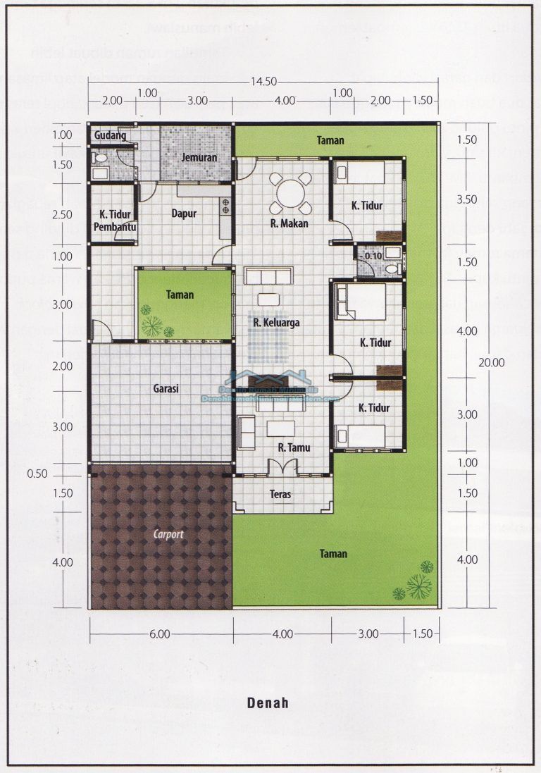 Detail Gambar Denah Rumah Type 100 Tidak Tingkat Nomer 7