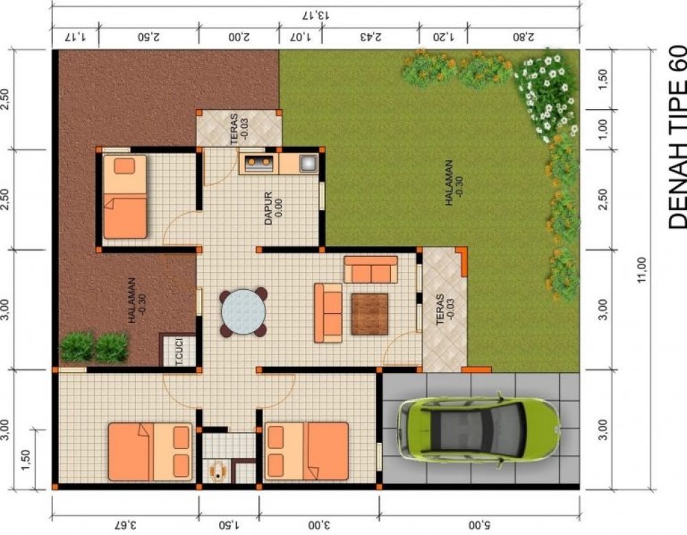 Detail Gambar Denah Rumah Type 130 M2 Nomer 14