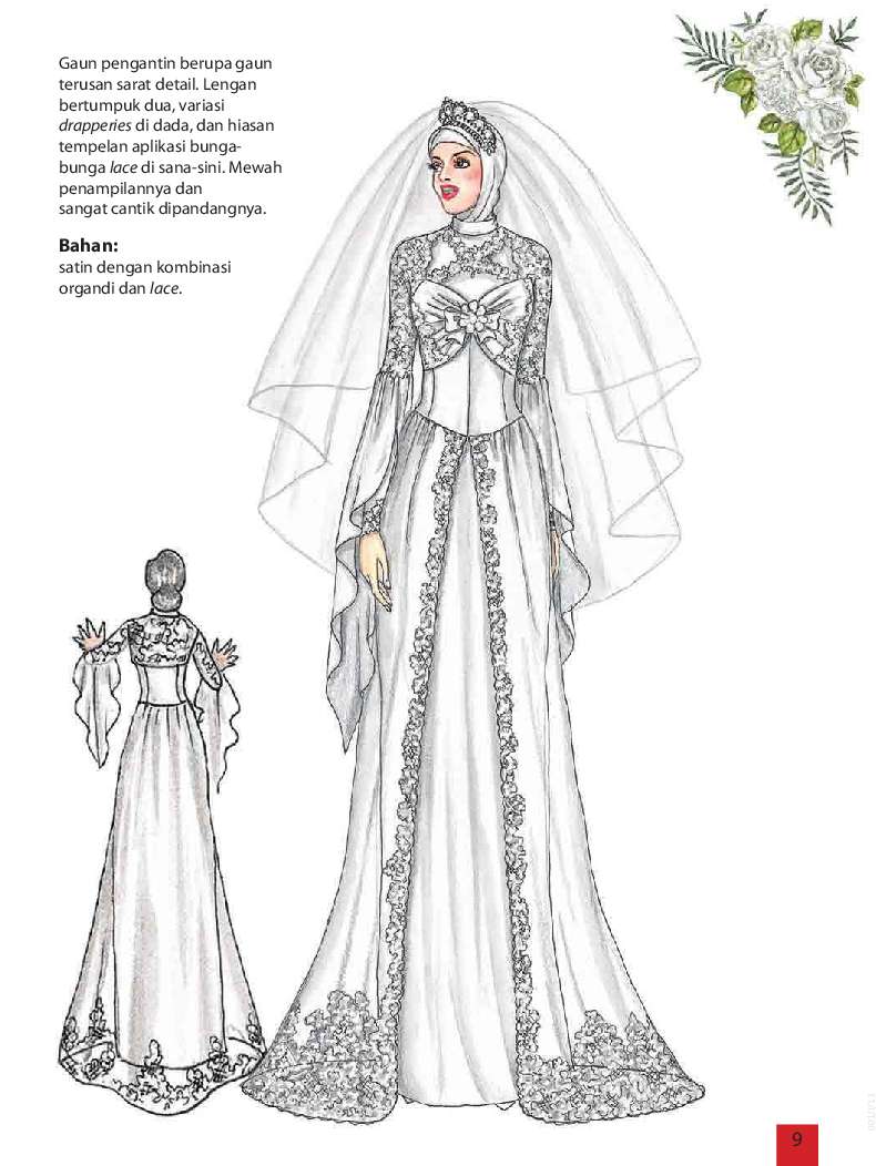 Detail Gambar Desain Baju Pengantin Muslimah Nomer 8