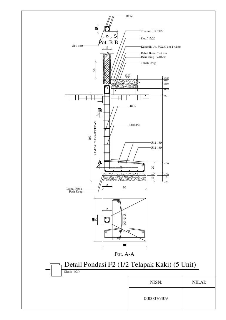 Detail Gambar Detail Pondasi Telapak Nomer 10