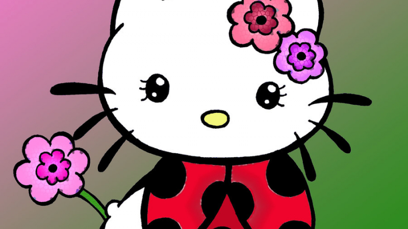 Detail Gambar Hello Kitty Pegang Bunga Nomer 4