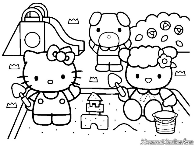 Detail Gambar Hello Kitty Yang Belum Diwarnai Nomer 23