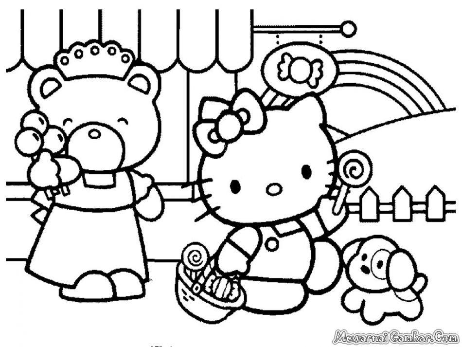 Detail Gambar Hello Kitty Yang Belum Diwarnai Nomer 4