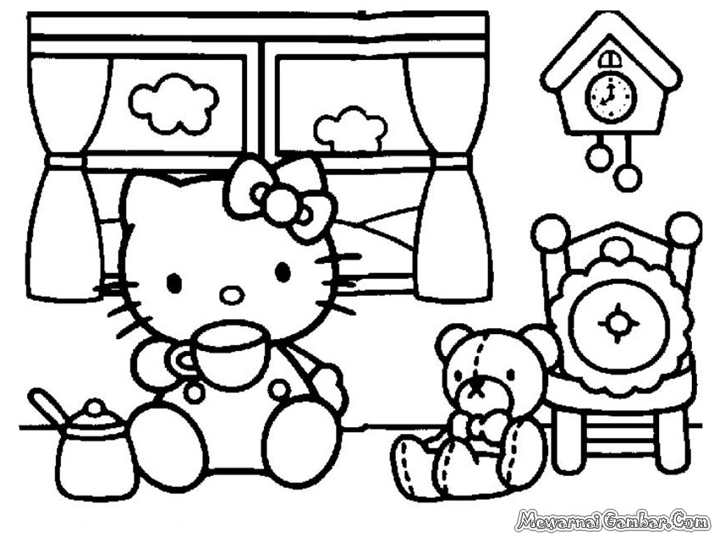 Detail Gambar Hello Kitty Yang Belum Diwarnai Nomer 6