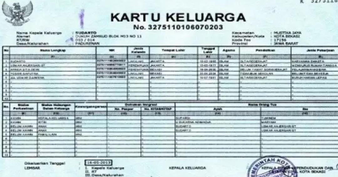 Detail Gambar Kartu Keluarga Yang Jelas Nomer 17