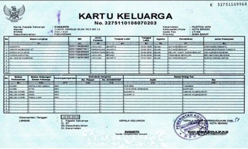 Detail Gambar Kartu Keluarga Yang Jelas Nomer 30