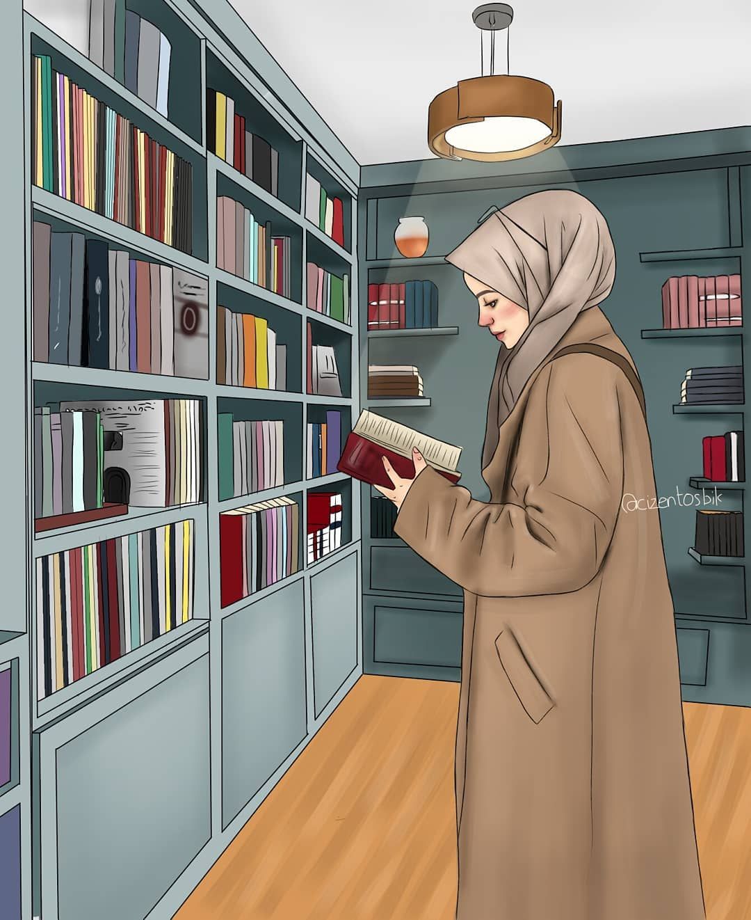 Detail Gambar Kartun Muslimah Membaca Buku Nomer 37