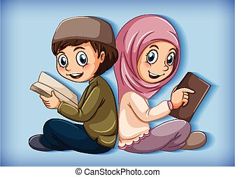 Detail Gambar Kartun Muslimah Membaca Buku Nomer 38