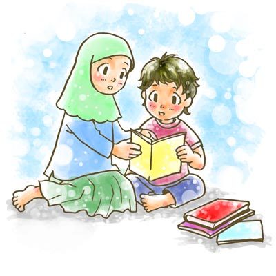 Detail Gambar Kartun Muslimah Membaca Buku Nomer 46