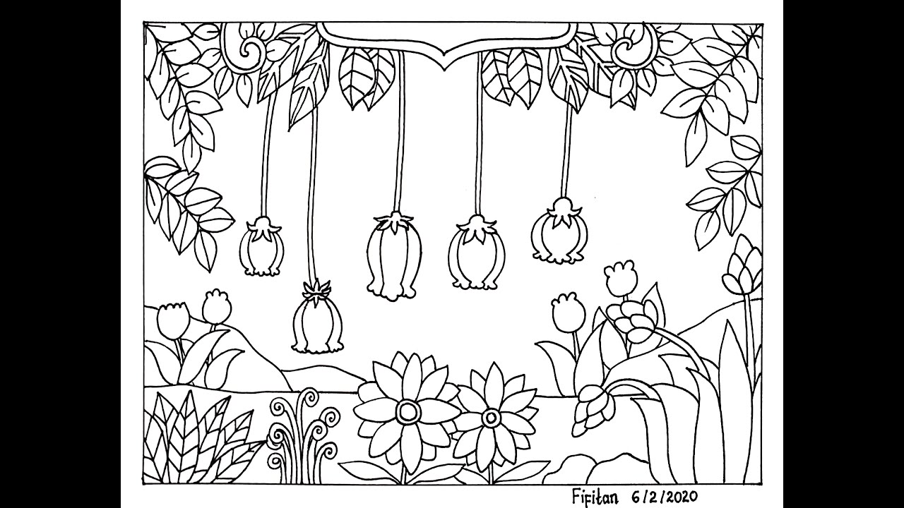 Detail Gambar Kebun Bunga Untuk Mewarnai Nomer 3