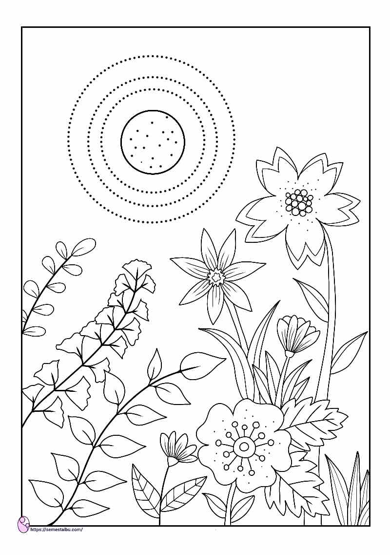Detail Gambar Kebun Bunga Untuk Mewarnai Nomer 6
