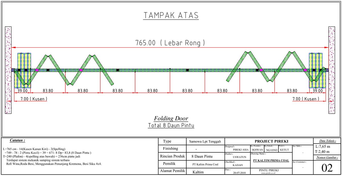 Detail Gambar Kerja Partisi Lipat Nomer 2