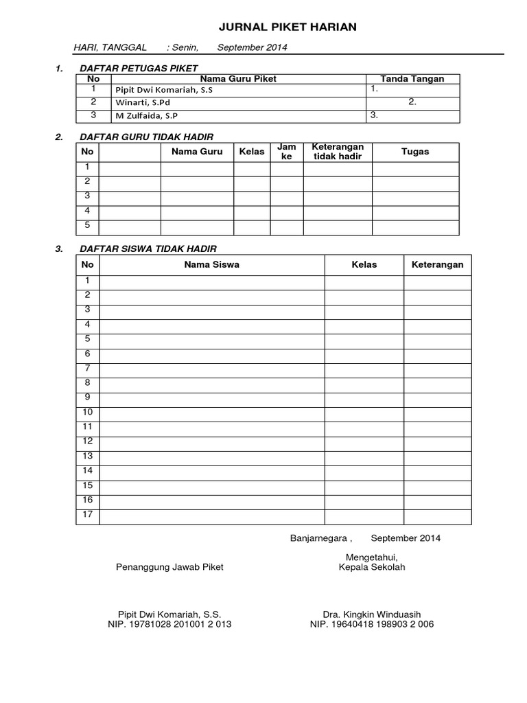 Detail Gambar Kertas Harian Untuk Jadwal Piket Nomer 42