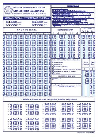 Detail Gambar Lembar Jawaban Ujian Nasional Smp Nomer 26