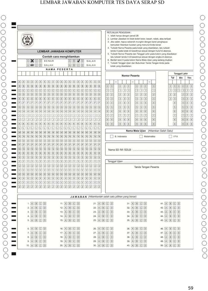 Detail Gambar Lembar Jawaban Ujian Nasional Smp Nomer 3