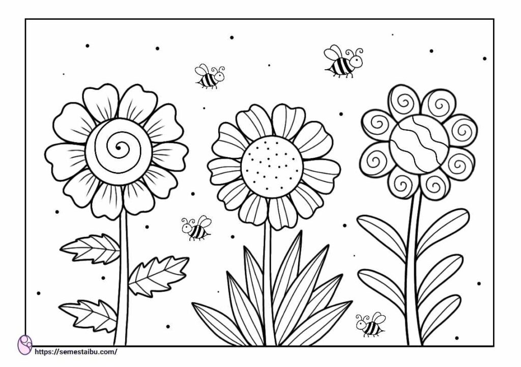 Detail Gambar Mewarnai Bunga Untuk Anak Tk Nomer 3