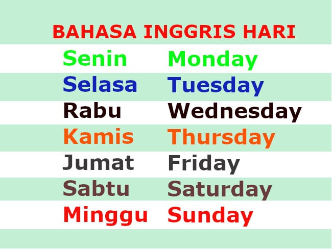 Detail Gambar Nama Nama Hari Dalam Bahasa Inggris Nomer 14