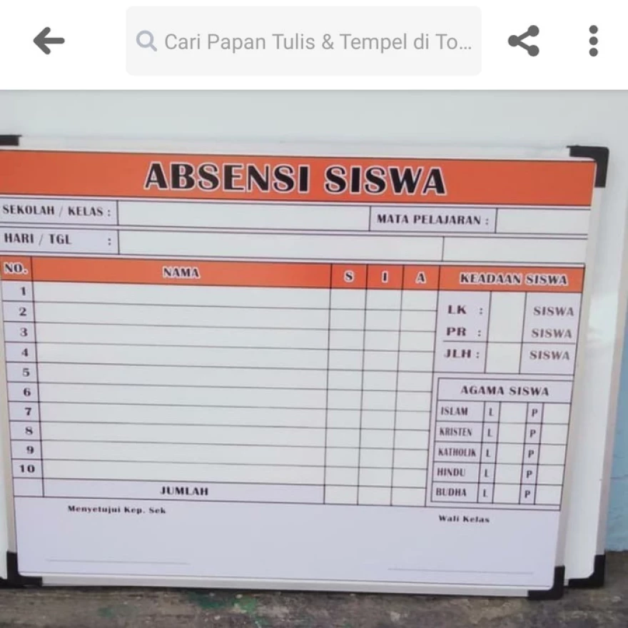 Detail Gambar Papan Data Absen Siswa Nomer 31