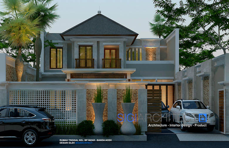 Detail Gambar Perspektif Eksterior Satu Titik Villa Nomer 41