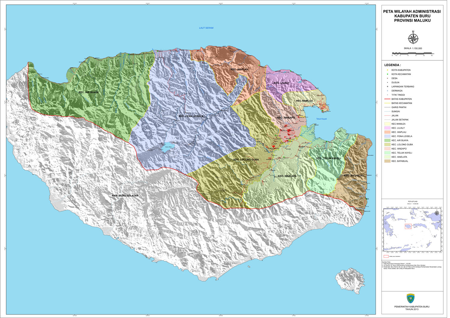 Gambar Peta Beserta Kecamatan Di Pulau Buru - KibrisPDR