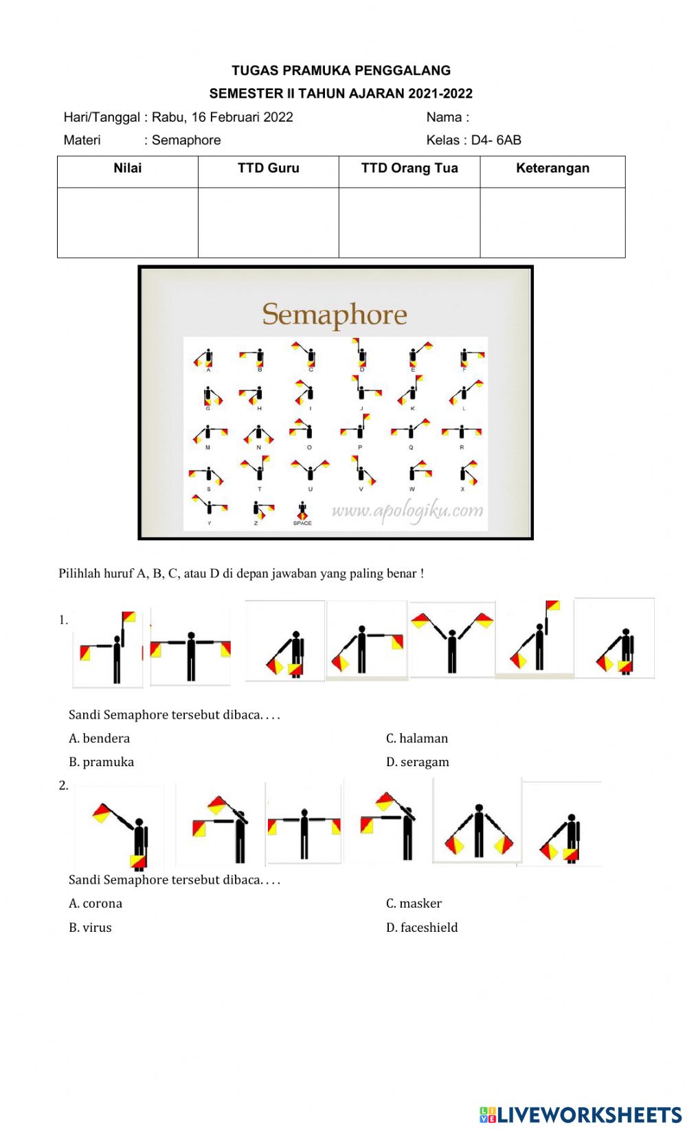 Detail Gambar Semaphore Semaphore Huruf A Nomer 41