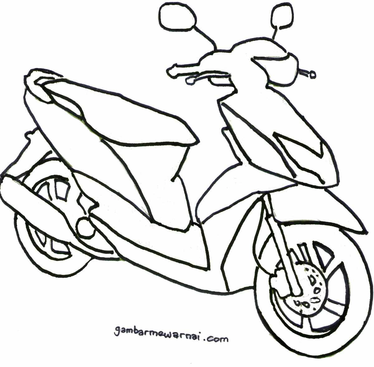 Gambar Sepeda Motor Putih Untuk Diwarnai - KibrisPDR