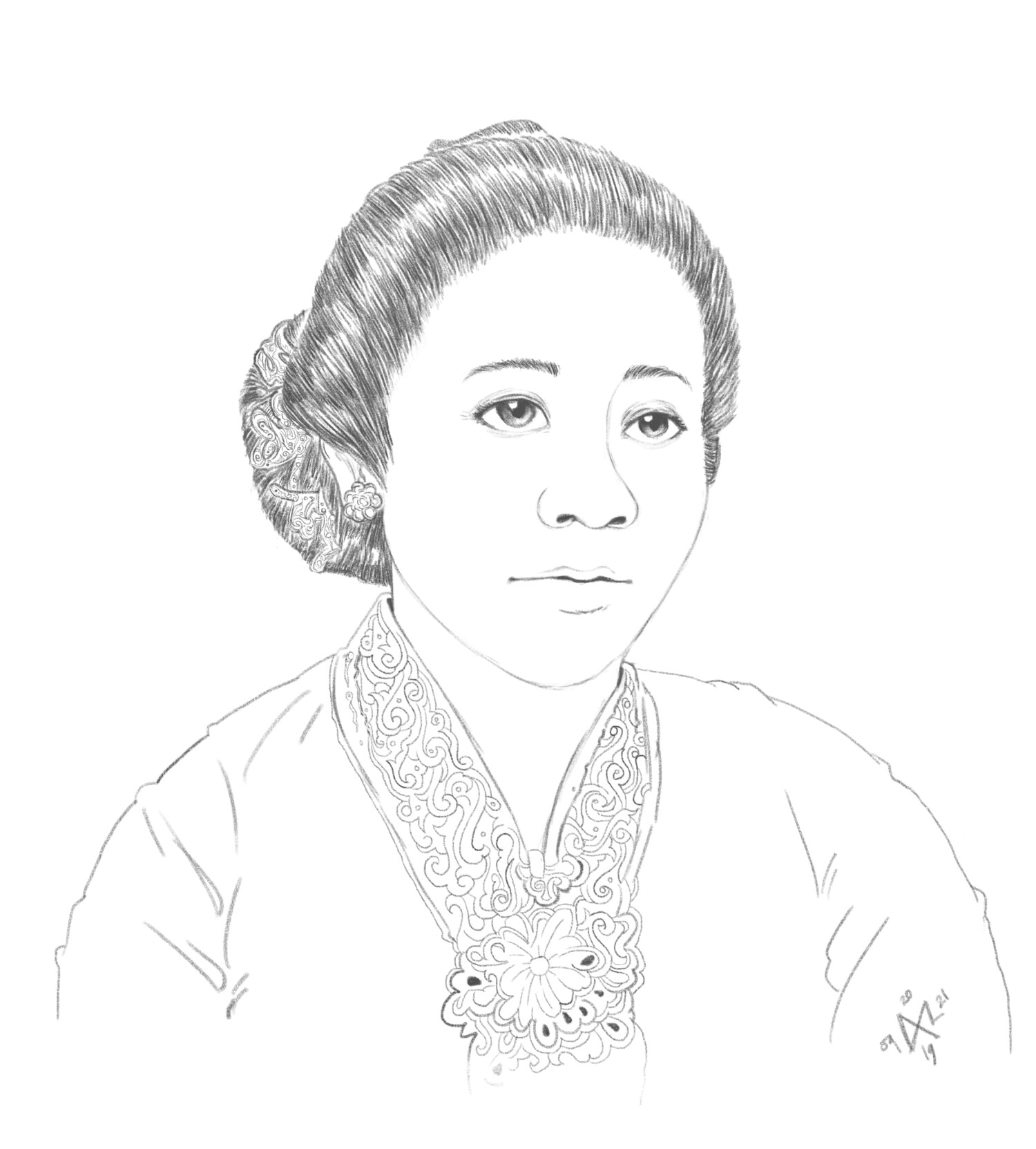 Detail Gambar Sketsa Pahlawan Ibu Kartini Nomer 3