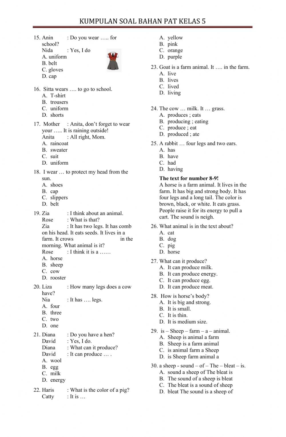 Detail Gambar Untuk Soal Bahasa Inggris Nomer 43