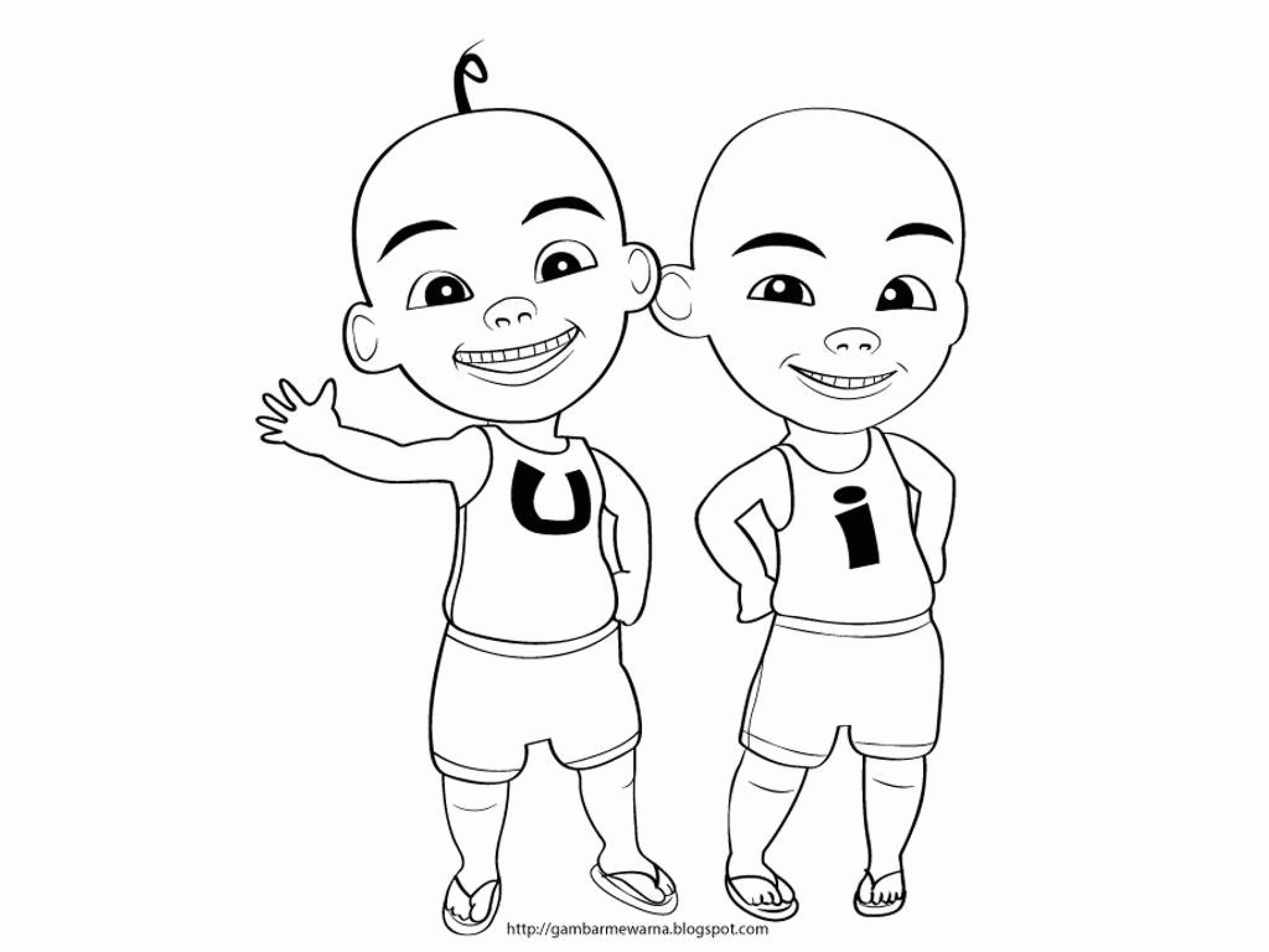 Detail Gambar Upin Ipin Hitam Putih Untuk Diwarnai Nomer 2