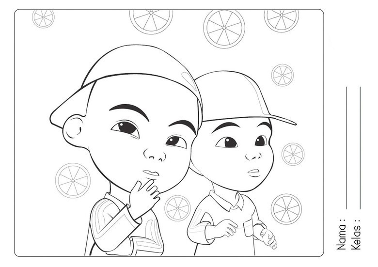 Detail Gambar Upin Ipin Hitam Putih Untuk Diwarnai Nomer 25