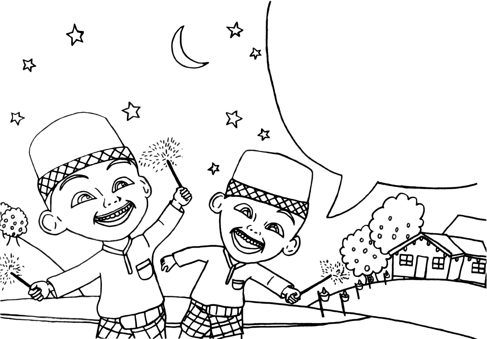 Detail Gambar Upin Ipin Hitam Putih Untuk Diwarnai Nomer 34