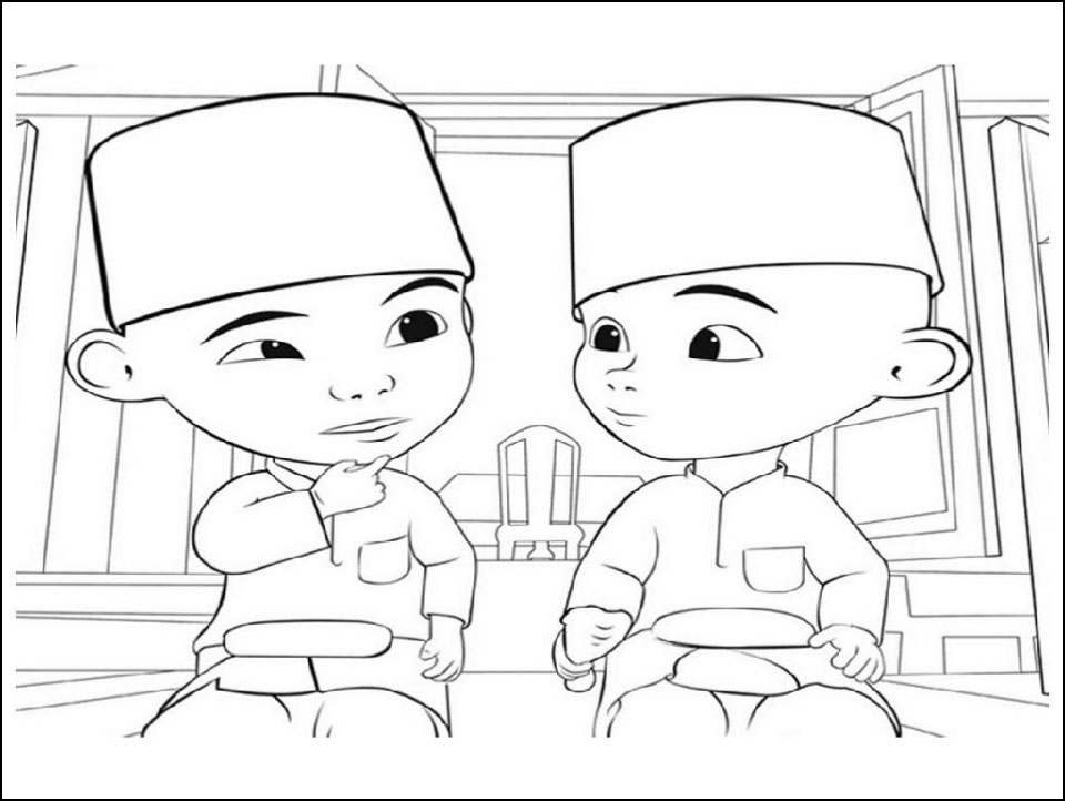 Detail Gambar Upin Ipin Hitam Putih Untuk Diwarnai Nomer 44