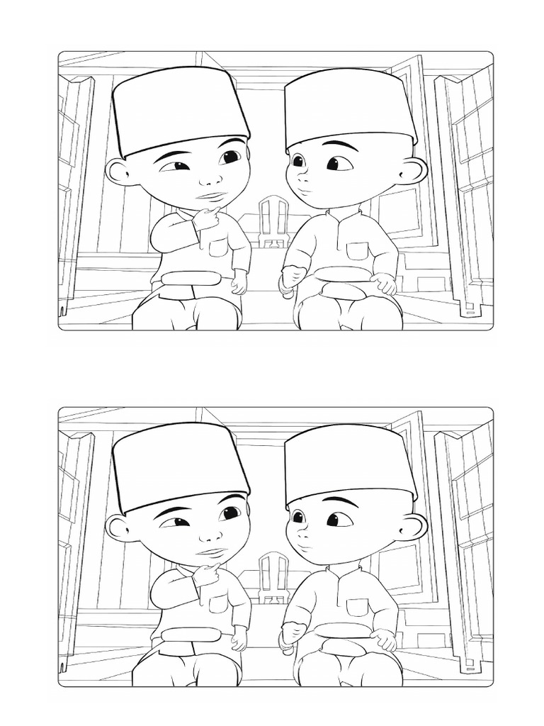 Detail Gambar Upin Ipin Hitam Putih Untuk Diwarnai Nomer 48