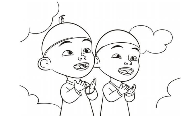 Detail Gambar Upin Ipin Hitam Putih Untuk Diwarnai Nomer 8