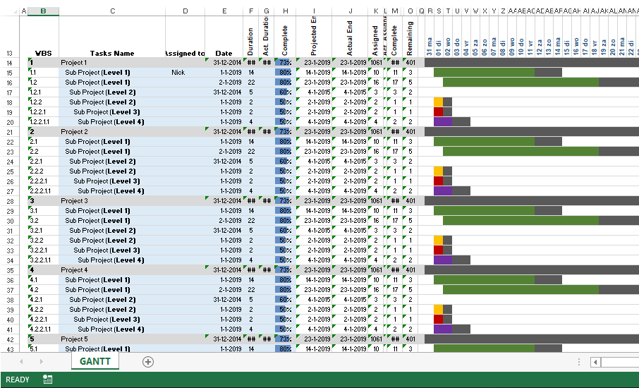 Detail Gantt Chart Excel Template Nomer 43