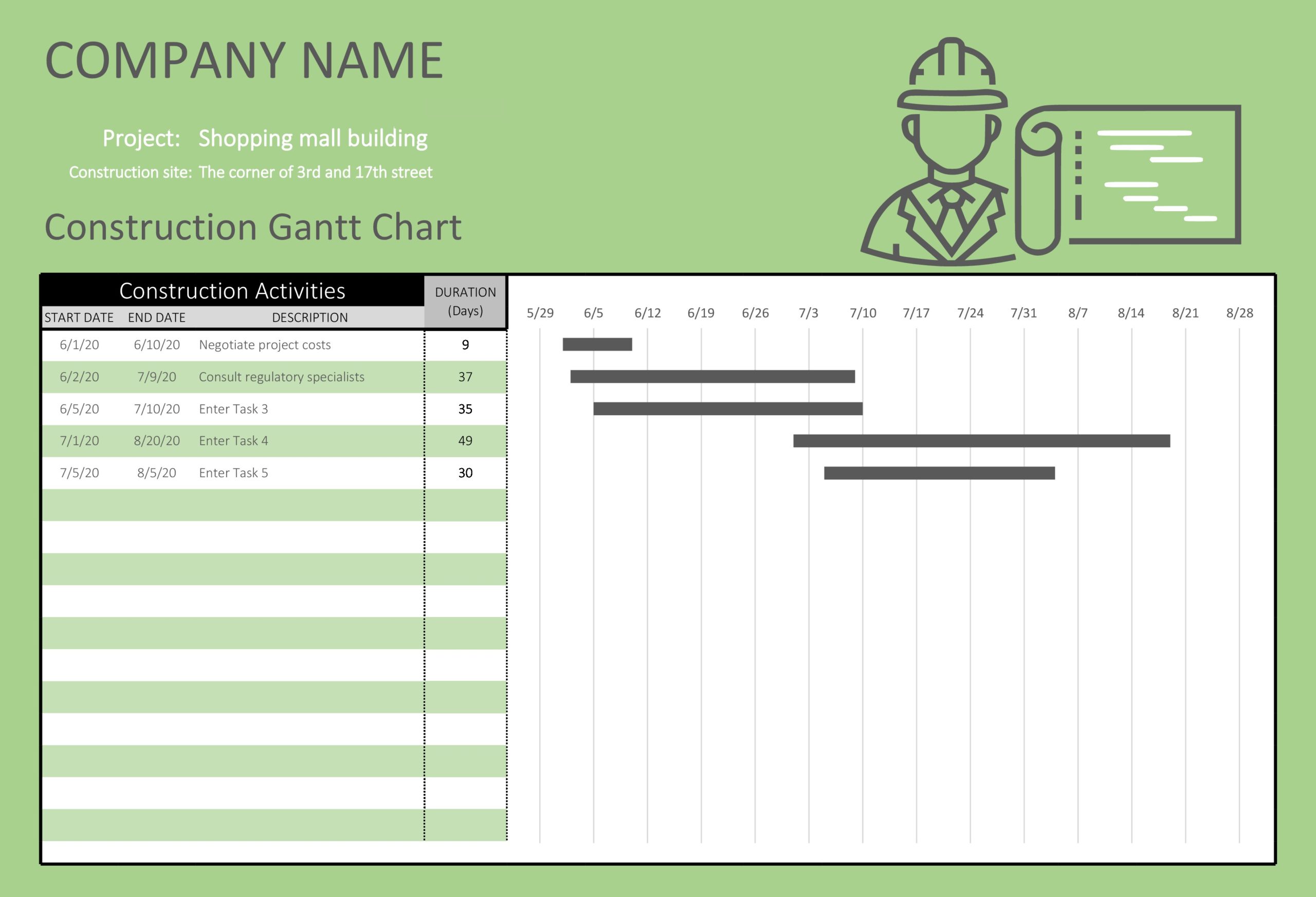 Detail Gantt Chart Template Download Excel Nomer 34