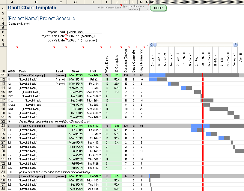 Detail Gantt Chart Template Download Excel Nomer 56