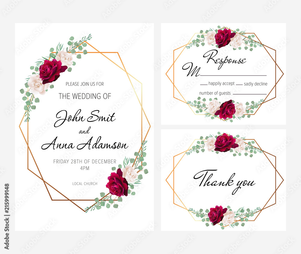 Detail Geometric Wedding Invitation Template Nomer 27