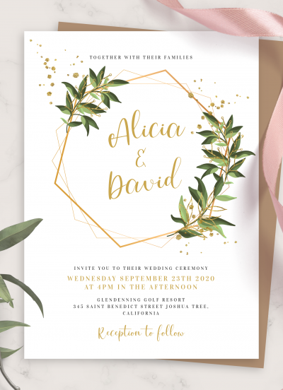 Detail Geometric Wedding Invitation Template Nomer 8