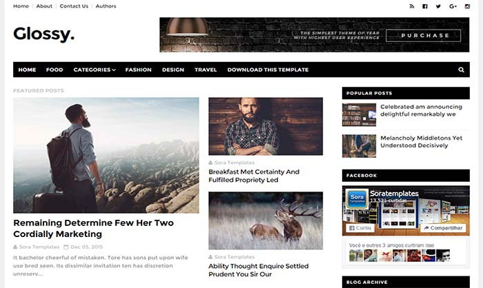 Detail Glossy Mag Blogger Template Nomer 15